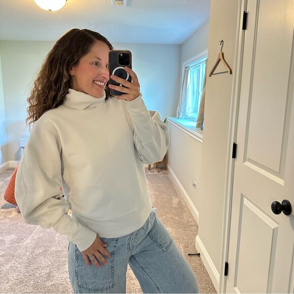 AGOLDE Blue Gray Neutral Cotton Ribbed Turtleneck Sweatshirt Medium - Picture 2 of 16